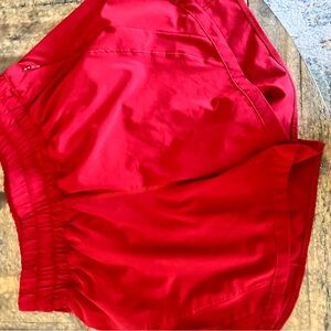 Red Lululemon running shorts high rise size 6
